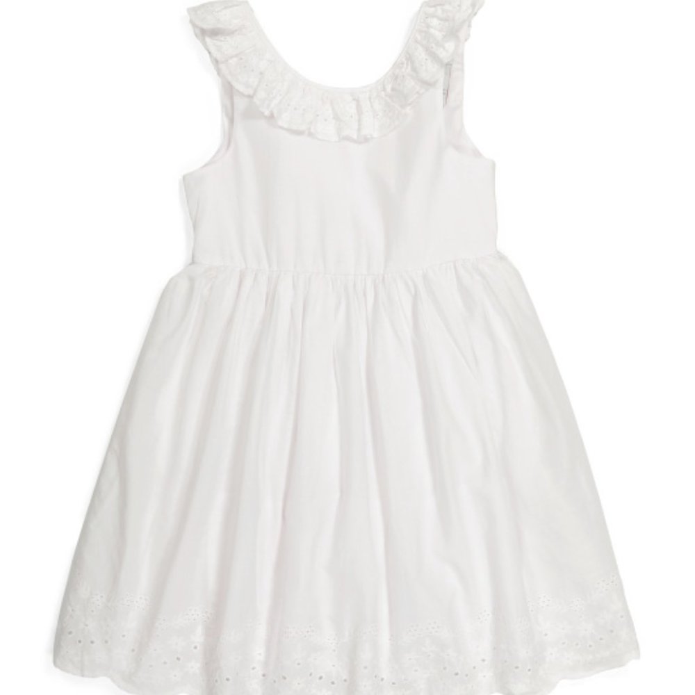 TAHARI Girls Eyelet Bow Back Dress